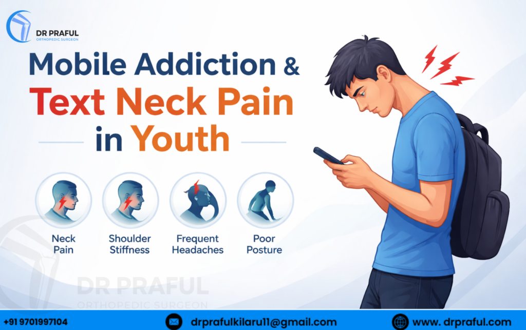 mobile addiction cause text neck pain in youth-dr praful