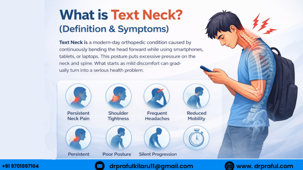 Mobile addiction causes text neck pain-what is text neck-dr praful